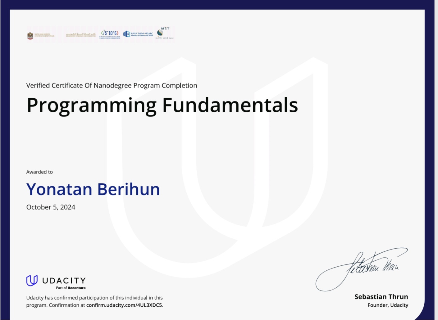 Certificate Of Appreciation